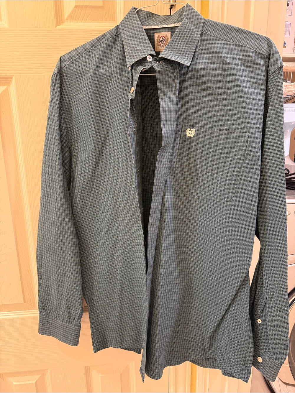 Cinch Men's Green Plaid Casual Button Down Shirt